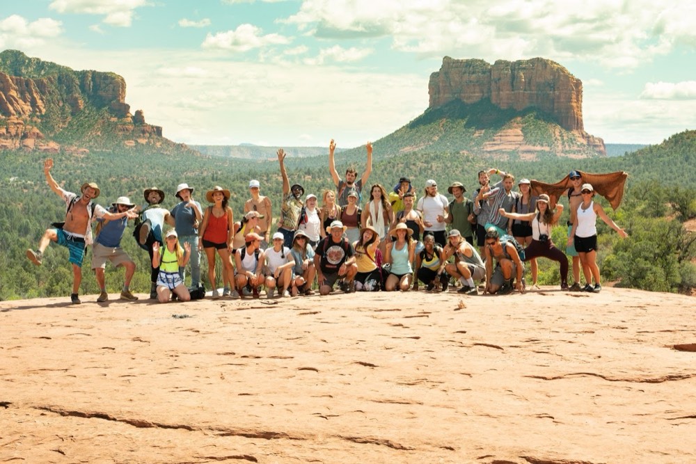 Group photo among red rock buttes